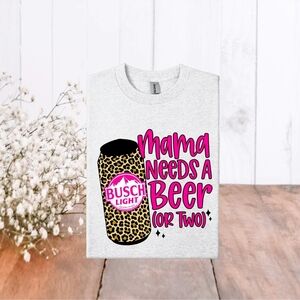 Mama Needs a Beer Or Two Funny cheetah Print Momlife Motherhood Tee Shirt
